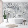 Aquarellmalerei Weiße Blumen Fototapete