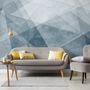 Indigo Style Watercolor Geometric Wallpaper Mural