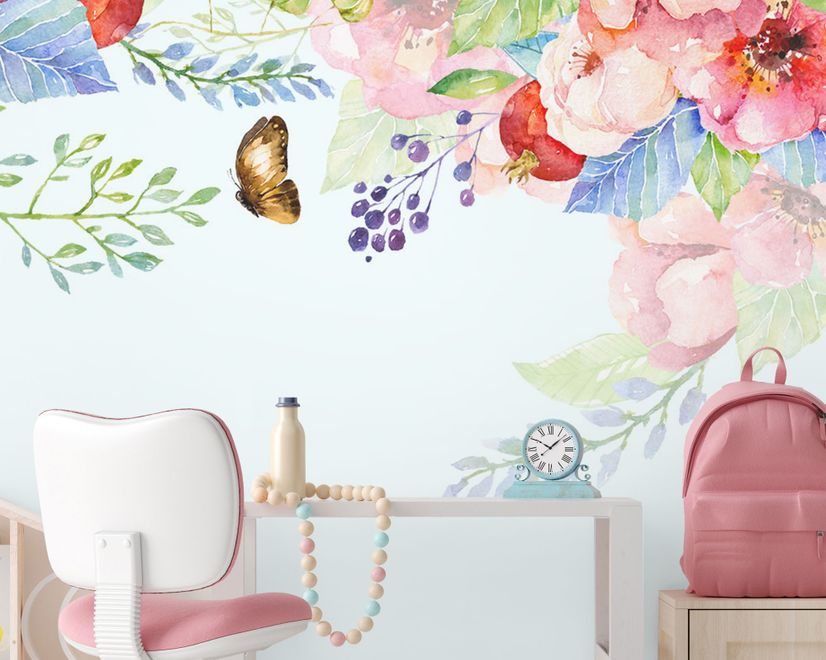 Pink Boho Rankenblumen Fototapete