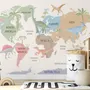 Kids Dinosaurs World Map Wallpaper Mural