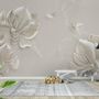 3D Embossed Look Magnolia Floral Art Wallpaper Mural