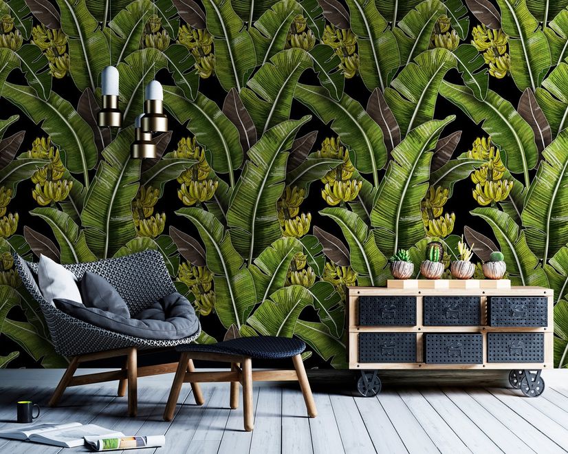 Green Banana Leaves Wallpaper Mural