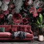 Papier peint panoramique floral rouge