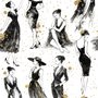 Modern Fashion Women Sketch Wallpaper Mural