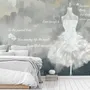 Watercolor Wedding Dress Wallpaper Mural