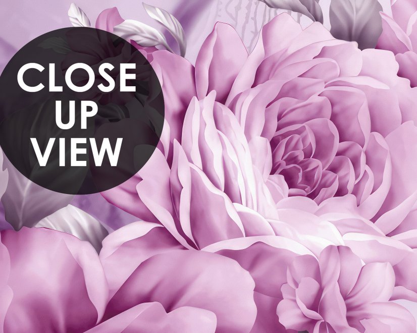 Papier peint panoramique pivoines roses dessinées