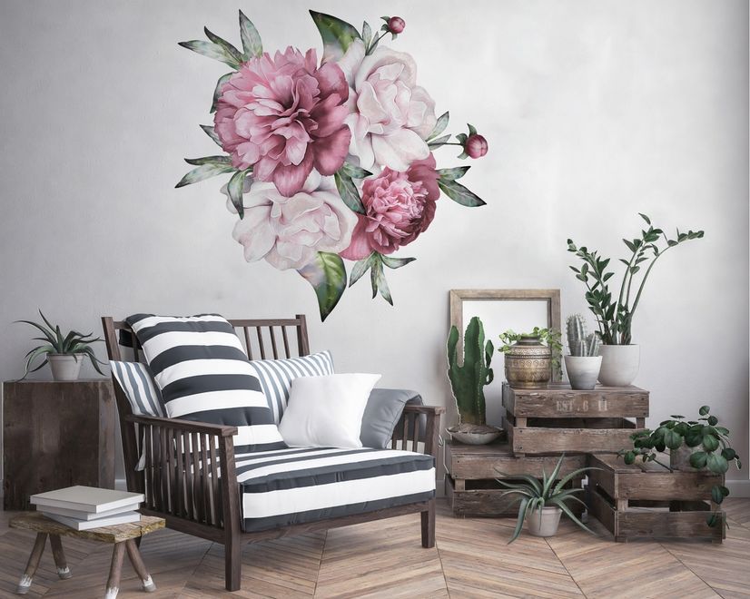 3D Dutch Floral Peony Flower Bouqet Wall Decal Sticker