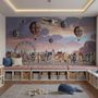 Kids Harbor Village and Hot Air Balloons Wallpaper Mural