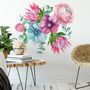 Watercolor Pink Protea with Ranunculus and Tulips Wall Decal Sticker