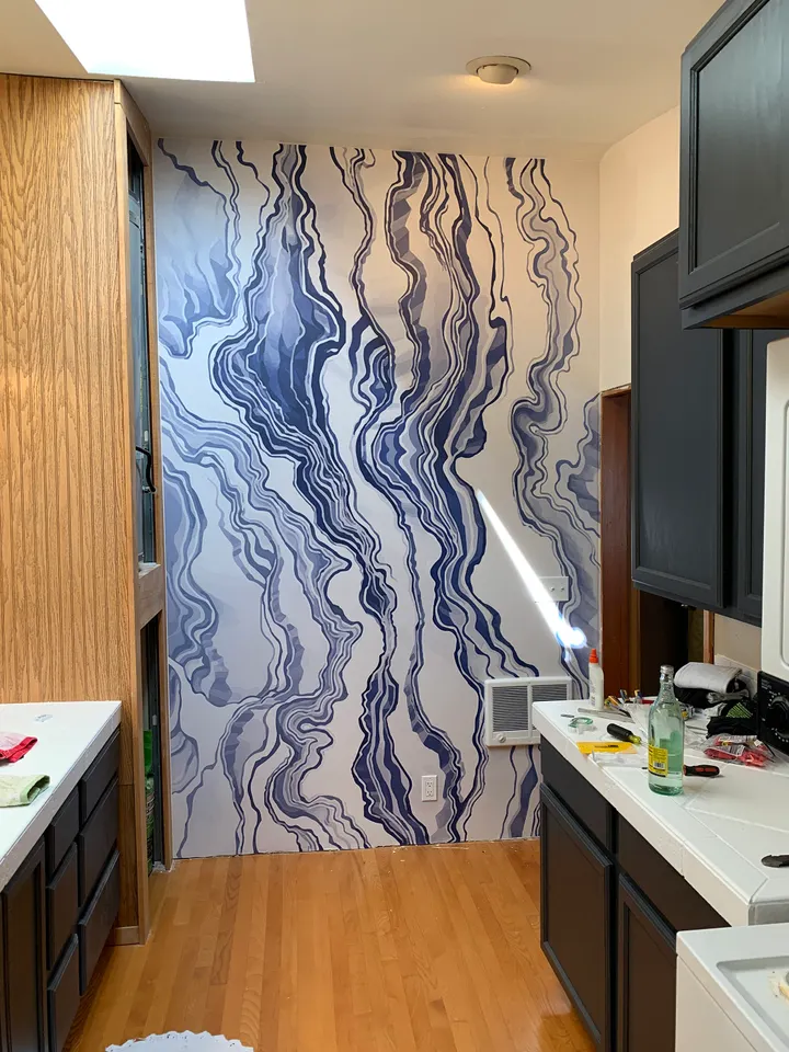 Nordic Abstract Waves Wallpaper Mural