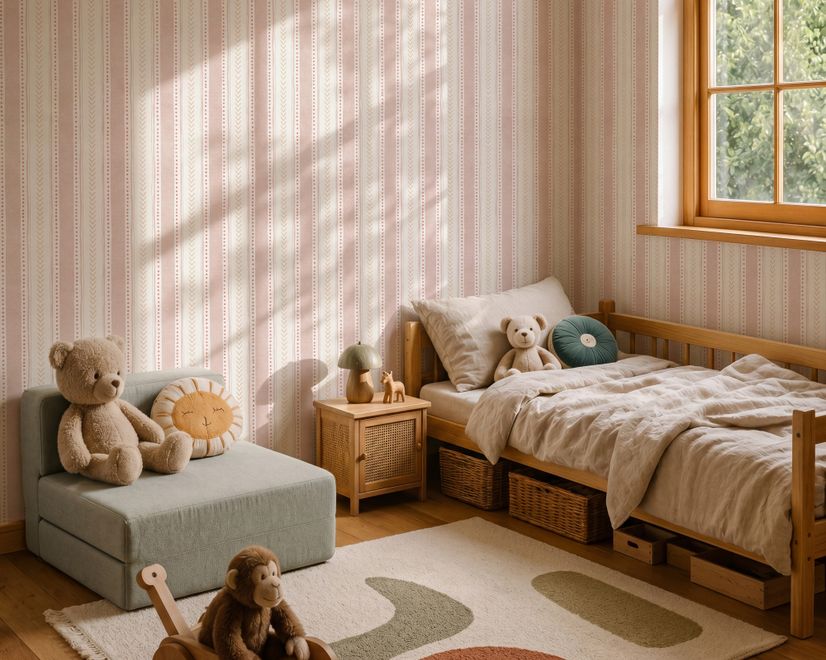 Verspielte Streifenlinien Fototapete für das Kinderzimmer