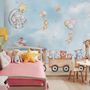 Cute Kids Animals on Train Wallpaper Mural