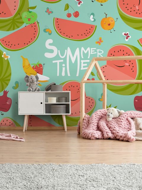 Aquarell Wassermelone und Sommerfrüchte Fototapete