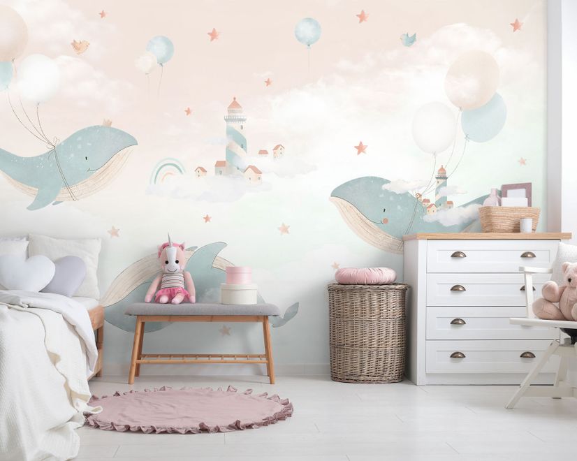 Kids Soft Whale  Undersea Life Wallpaper Mural