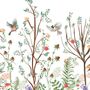 Spring Flower with Birds  on the Trees Wallpaper Mural