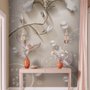 Papier peint panoramique fleurs de luxe avec perles effet 3D