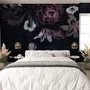 Papier peint floral sombre pivoine cramoisie