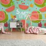 Watercolor Watermelon and Summer Fruits Wallpaper Mural