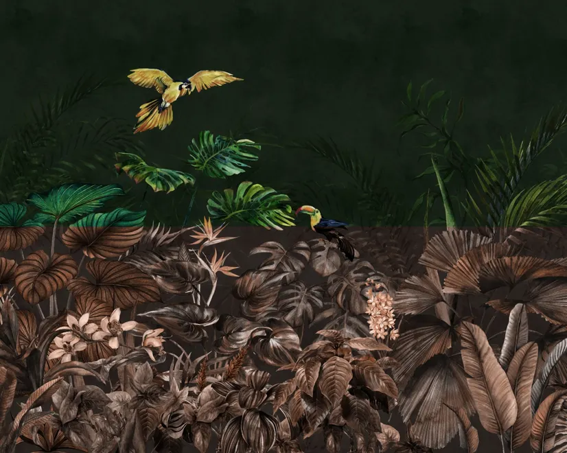 Papier peint plantes tropicales sombres
