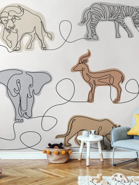 Abstract Animal Line Art Wallpaper Mural
