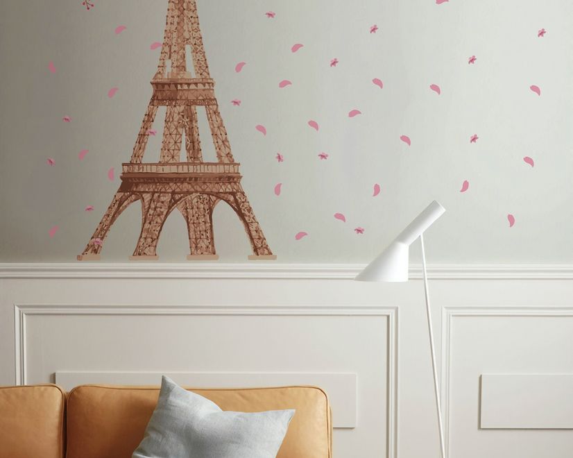 Paris Eiffel Tower with Cherry Blossom Wall Decal Sticker