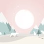 Papier peint panoramique pour enfants avec des ours mignons et un ciel rose