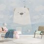 Cartoon Bear with Nightscape Wallpaper Mural