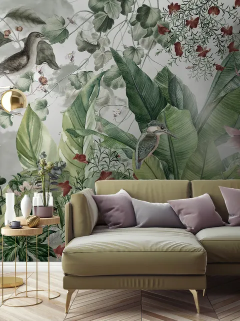 Nostalgic Forest with Colorful Flowers Wallpaper Mural
