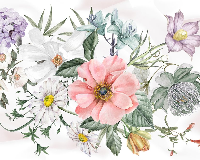 Aquarell Große Blumenstrauß Fototapete