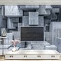 Papier peint panoramique de cubes abstraits gris, style béton, aspect 3D