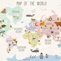 Kids Nursery Educational Continent World Map Wallpaper Mural