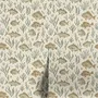 Watercolour fish wallpaper with sage seaweed, coral and starfish on a warm cream background