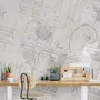 Antique Architectural Greek Column Drawing Art Wallpaper Mural