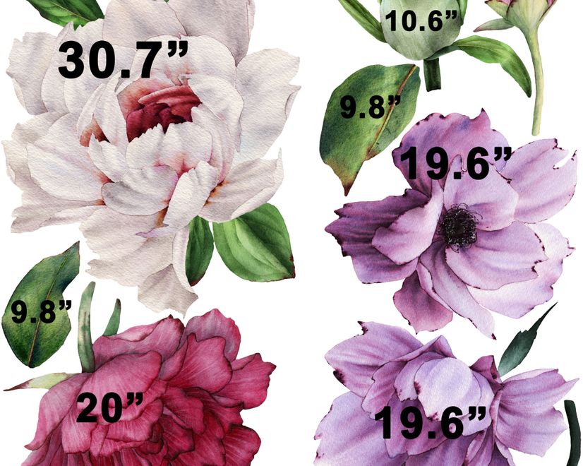 Peony Floral Colorful Bouquet Wall Decal Sticker