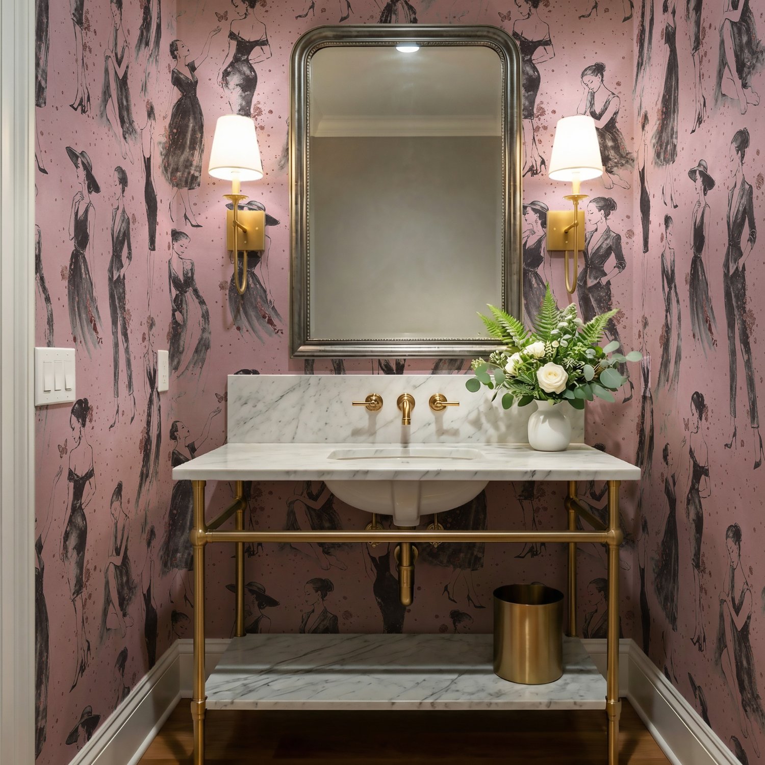Modern Fashion Women Sketch Wallpaper Mural - Selbstklebende
