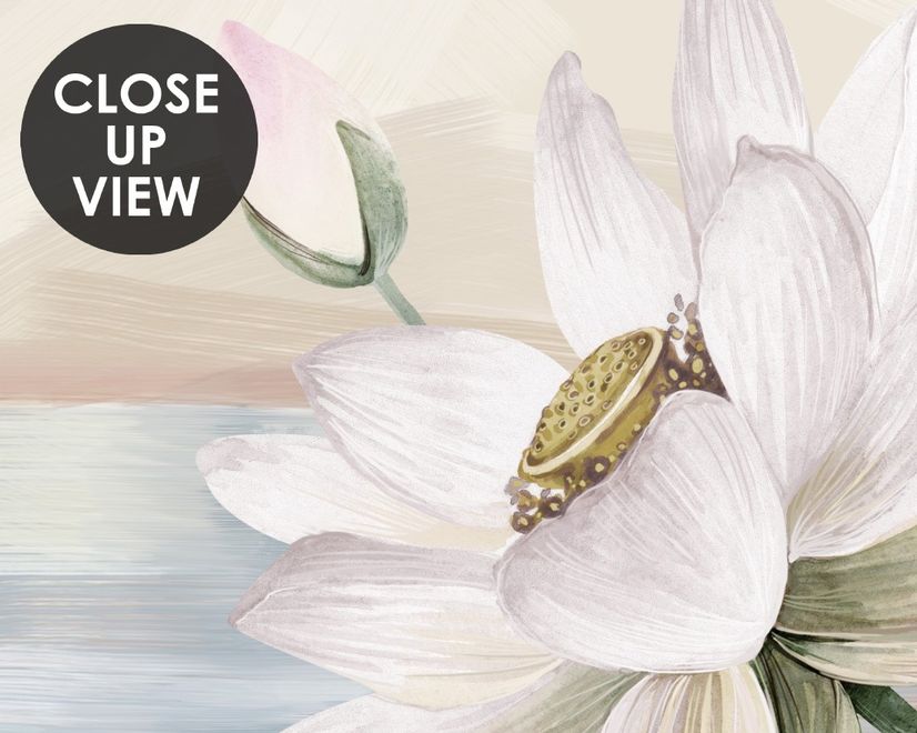 Papier peint lotus blanc oiseaux grue