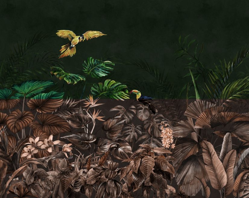 Dark Tropical Plants Wallpaper Mural
