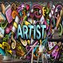 Fototapete Zeichnender Graffiti-Künstler mit farbenfroher Malerei