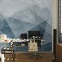 Indigo Style Watercolor Geometric Wallpaper Mural