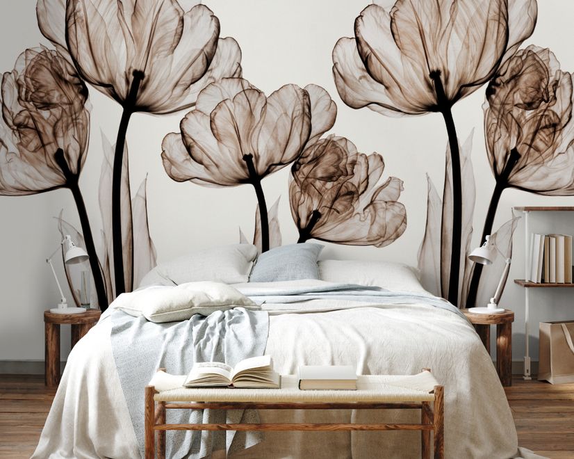 Transparent Floral Art Wallpaper Mural