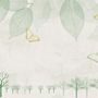 Leaf Veins with Little Forest Pattern Wallpaper Mural
