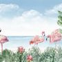 Tropical Landscape with Flamingos Wallpaper Mural