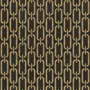 Black wallpaper with gold vertical chain link Art Deco repeat on a textured charcoal ground