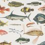 Vintage Style Aqua Fish Art Wallpaper Mural