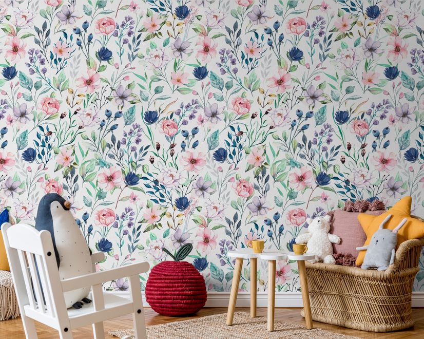 Watercolor Spring Floral Wallpaper Mural