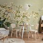 Papier peint panoramique art floral bégonia crème