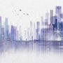 Black Green Dark Cityscape Wallpaper Mural