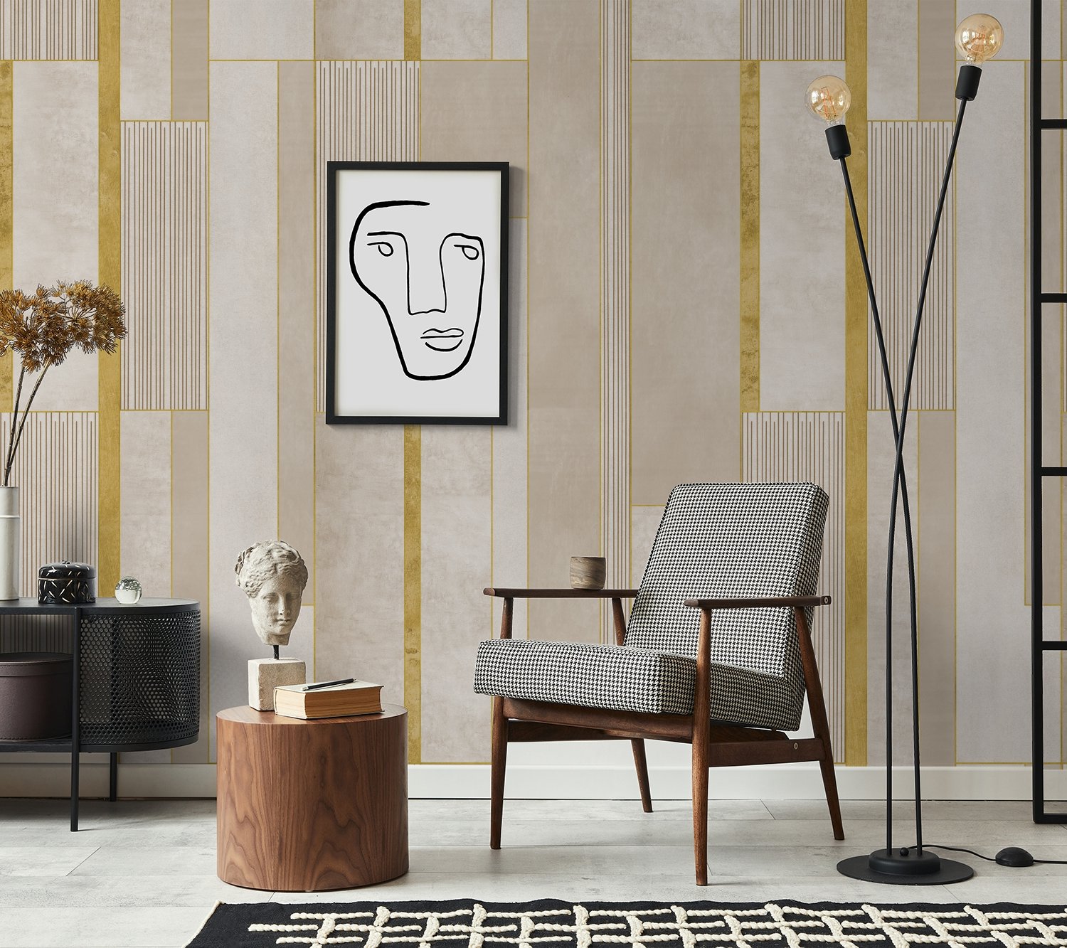 Modern Grunge Tiles Wallpaper Mural - Peel and Stick