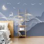 Watercolor Abstract Lines and Horned Deer Wallpaper Mural