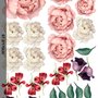 Weiße Rosa Pfingstrosen mit Rot Lila Tulpen Wandtattoo